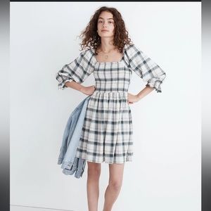 Madewell Lucie Plaid Smocked Mini Dress